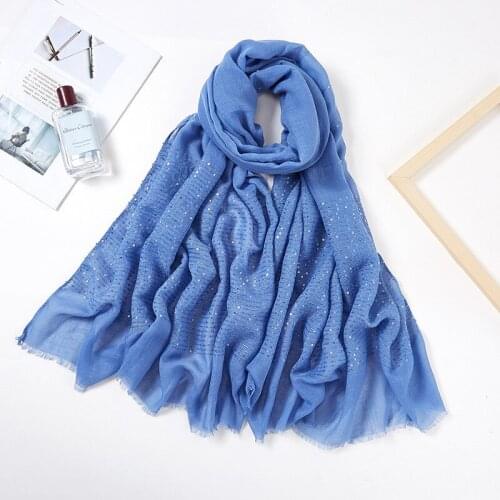 70*180CM Cotton and Linen Tassel Scarf Sequined Autumn/Winter Hijab Malay Turban Head Scarf Headwraps for Women Head Wrap