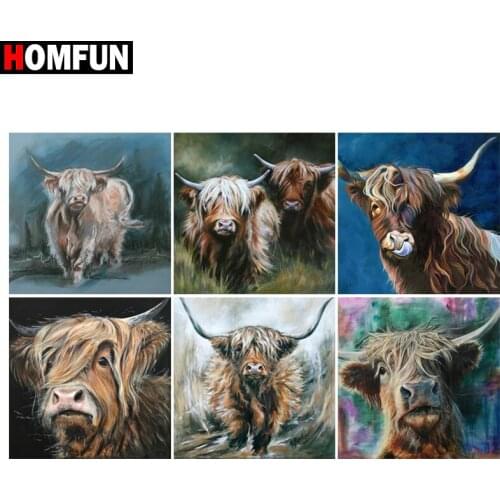 HOMFUN Full diamond Painting "Animal cow" Resin Drill Embroidery 5D Diy Diamond Painting Handmade Cross Stitch gift