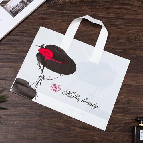 Large Fashion girl Plastic bag with handles thickened portable gift bag Shopping clothes packaging bag Gift storage pouches 50 X