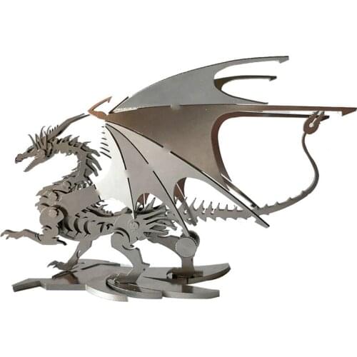 All metal steel Warcraft three-dimensional assembly model, DIY fire breathing dragon, flame flying dragon decoration puzzle