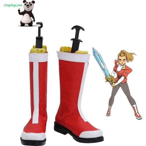 CosplayLove She-Ra: Princess of Power She-Ra Red Cosplay Shoes Long Boots Leather Custom Made