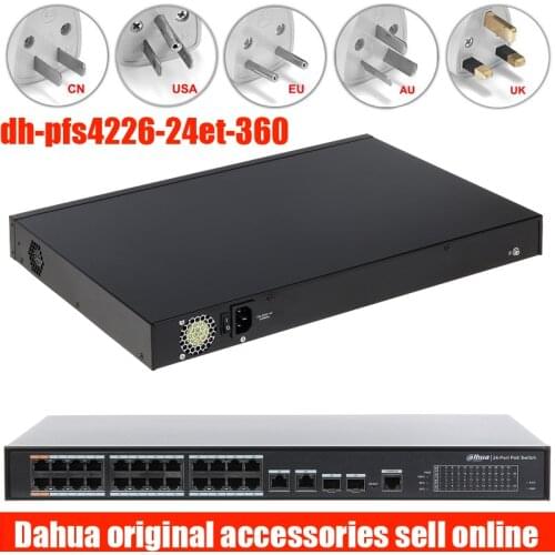 DAHUA 360W 24-Port PoE Switch PFS4226-24ET-360 for IP Camera Layer 2 management PoE switch DH-PFS4226-24ET-360