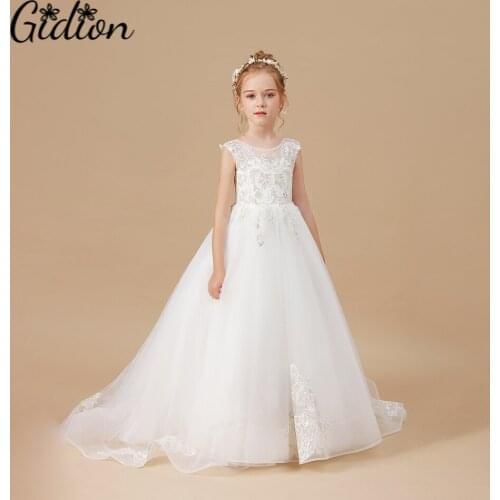 Elegant Flower Girls Dress Wedding Party Princess Dress Kids Clothes Lace Birthday Party Dress Childrens Vestidos For 2-14T