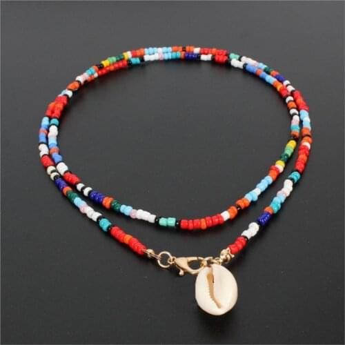 Bohemian Fashion Seed Beaded Shell Long Necklace Trendy Boho Beach Necklace For Women Gift Accessories