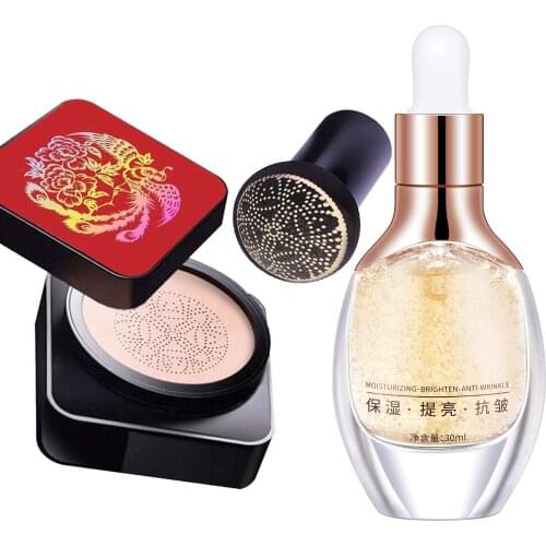 Mushroom Head Air Cushion High Coverage BB Foundation Cream Moisturizing Concealer Long Lasting Waterproof , With Makeup Sponge