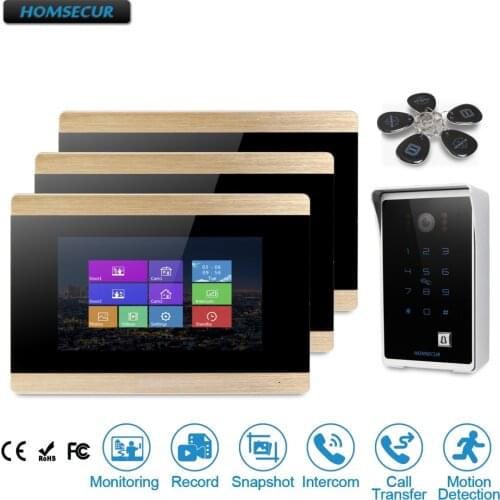 HOMSECUR 7" Wired Video Door Phone Intercom System with Password & ID Access BC081 +BM715-G