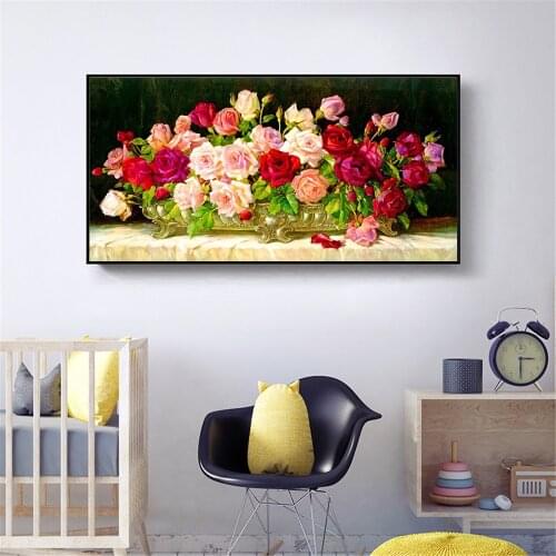 Huacan Diamond Painting 5D DIY Flower Full Square/Round Drill Diamond Embroidery Sale Rose Needlework Craft Kit Home Decor