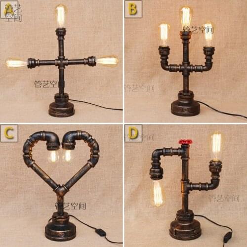 Lamp Personalized fashion Table Lamps Loft retro iron pipe study industrial wind Cafe theme hotel restaurant SG6