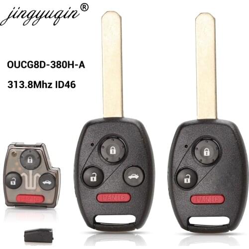 Jingyuqin Car Remote Key for Honda Odyssey 2005-2010 Accord 2003-2007 OUCG8D-380H-A 313.8MHz 3/4 Buttons Fob Control ID46(7941)