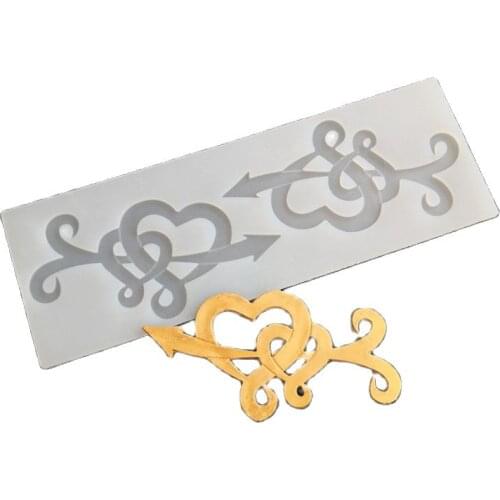 Arrow Through Heart Shape Chocolate Stencil Mold Cake Decoration Double Hearts Love Shape Transfer Sheet Silicone Chablon K680