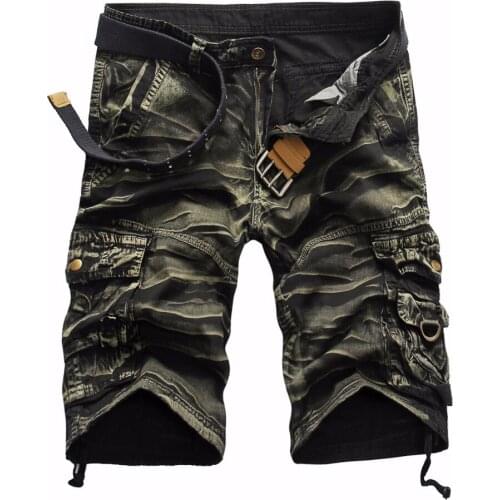 Summer men Camouflage overalls pants Large size Military army Multi-pocket loose zipper Tooling pants Casual knee length pants