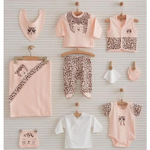 Baby Girls Clothing Sets Newborn Basic Essentials Leopard 10 Piece Cotton Layette Gift 0-3 Months Baby rompers cotton soft