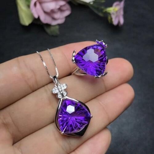 Beautiful blaze, 925 silver, Brazil Amethyst suit, large gemstone, amazing effect