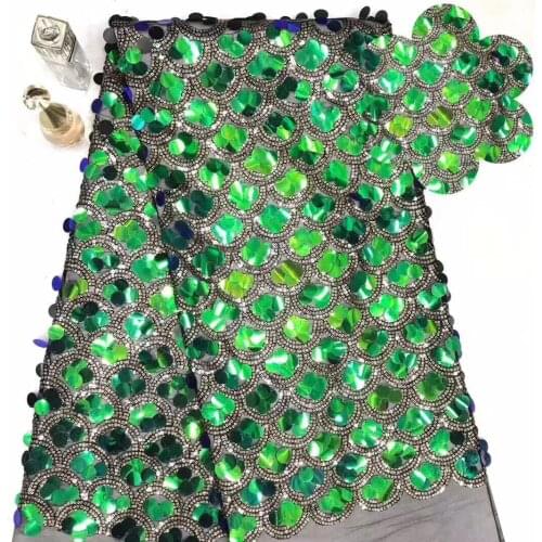 Embroidered Lace African Tulle Lace 2021, Green Bridal Lace Fabric, African Sequined Lace Fabric FJ3477