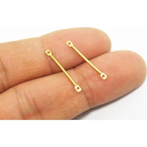 Brass charms 20x1mm Raw brass Bar stick chain connector Necklace findings -200pcs R748