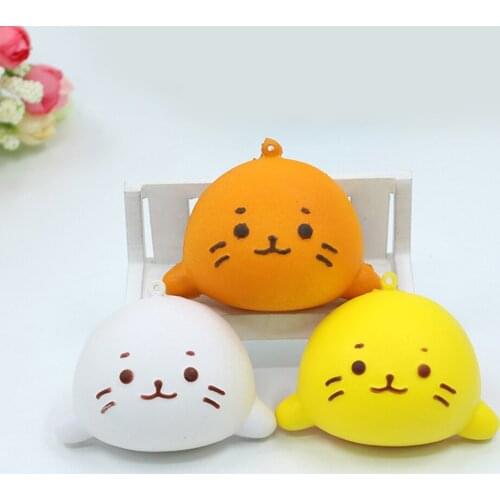 Cute Facial Expression Colorful PU Cat Head Slow Rising Kawaii Soft Rebound With Bread Cord Squeeze Relieve Stress Healing Toy