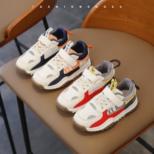 Fashion Kids Sport Shoes Boys Girls Hook&Loop Running Sneakers Breathable Mesh Casual Sneakers Children Walking Sport Shoes DA20