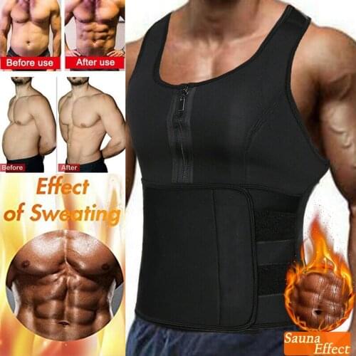 Men Sweat Sauna Vest Waist Trainer Corset Neoprene Body Shaper for Weight Loss Slimming Tank Top Workout Shirt Faja Shapewear