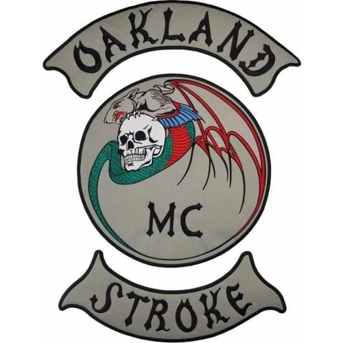 OAKLAND STROKE patch snake mouse skull biker large size applique custom punk patches for clothing jacket garment decoration