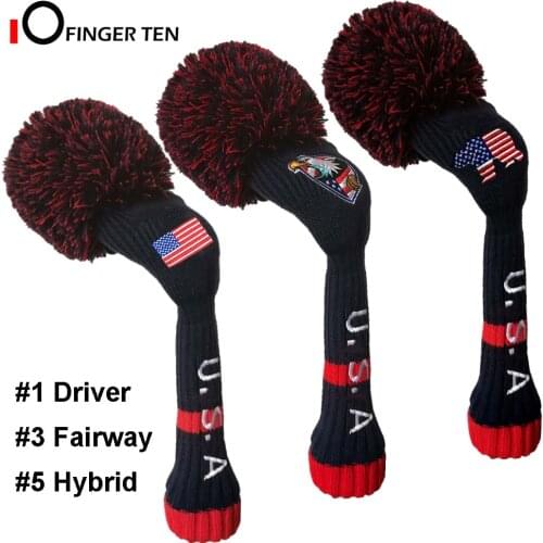 New Knitted Golf Club Head Covers for Woods Pom Pom Driver Fairway Hybrid Head Cover 1 3 5 for Men Women Kids