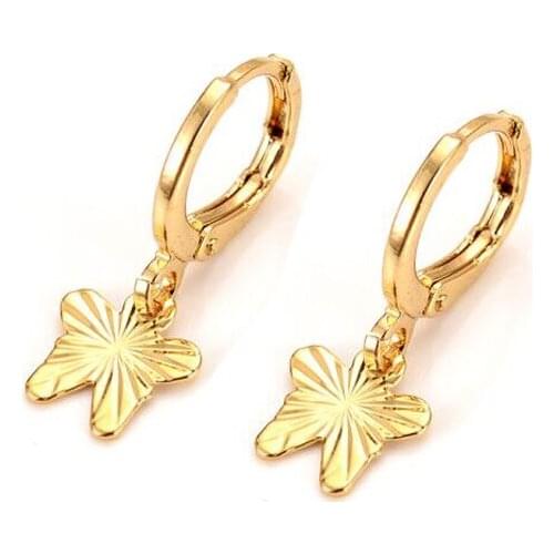 New gold GF jewelry pendant wedding drop earring Butterfly Fine Gold souvenir african Arab Jewelry Mom kid Gifts