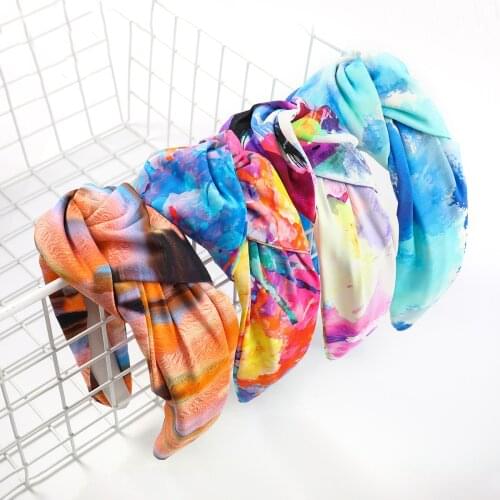 Women Girls Tie Dye Big Knot Hairband Headband Adult Hair Accessories