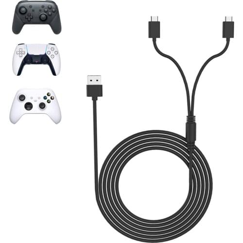 USB Type C Splitter Cable for Xbox Series X PS5 NS Pro Controller 2 in 1 Charging Cord with 2 USB C Male Plug for Nintendo