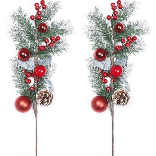 Christmas Dropship Red Berry Stems Artificial Pine Picks for Christmas Tree Decorations Holiday Party Ornaments