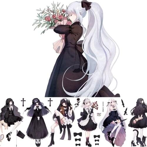 Happy Black Dress Girl PET Washi Tapes Bullet Journal Masking Tape Adhesive Tape DIY Scrapbooking Decoration Washi Stickers