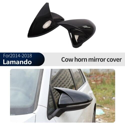 Car styling Door Side Wing Rearview Mirror Cover Sticker Trim For Volkswagen Lamando 2014-2018 Horn Shell Rearview Cover