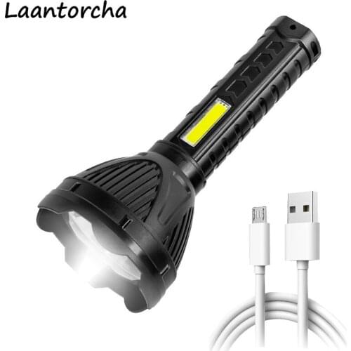 High power led flashlights 4 Switch Mode Torch with Side Light USB Rechargeable Powerful flashlight Outdoor Camping Flashlight