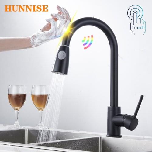 Touch Kitchen Faucets of Mattel Black Pull Out Kitchen Sink Faucet Smart Touch Kitchen Tap Stainless Steel Sensor Kitchen Faucet