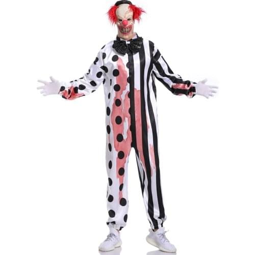 Adult halloween festival carnival circus clown fashion jumpsuit for men and women cosplay show clothes party fanny costume