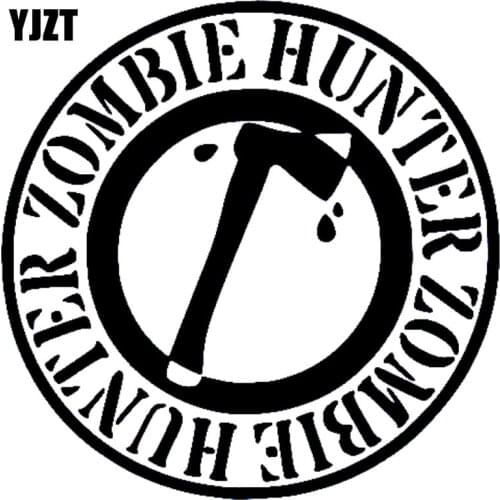YJZT 15*15CM ZOMBIE HUNTER AX Fashion Decal Car Sticker Accessories Black/Silver Vinyl Car-styling S8-1255