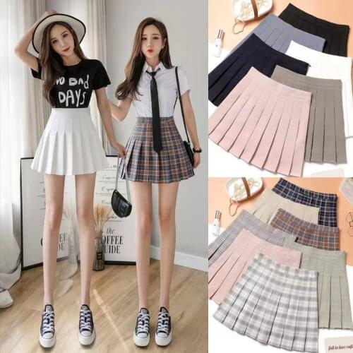 Sexy Women Short Skirt Cute Female Pleated Skirt Spring and Autumn High Waist Solid Color Mini Skirt Summer Female Skirt