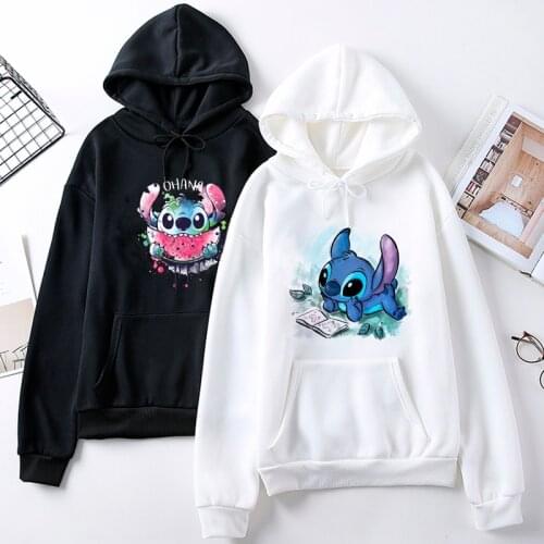 Kawaii Disney Lilo Stitch Anime Funny Cartoon Hoodies Women Kawaii Ohana Stitch Manga Sweatshirt Graphic Harajuku Hoody Female
