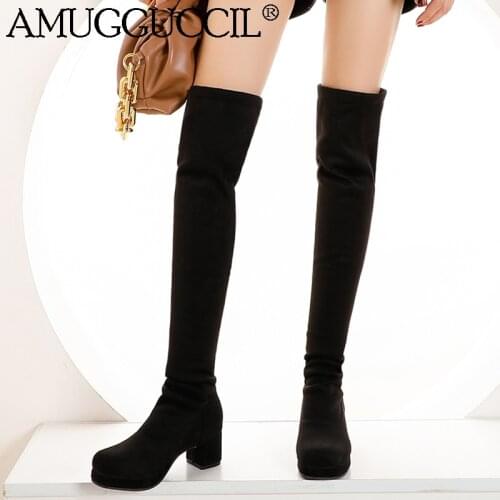 2021 New Plus Big Size 30-48 Black Gray Fashion Sexy Thigh High Over The Knee Autumn Female Winter Female Lady Women Boot X2021
