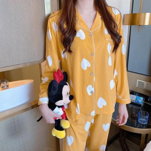 Women pajamas set Women lovely Pyjamas Female Pajama Set Long Sleeve Cartoons Full Trousers soft Two Piece Autumn And Winter