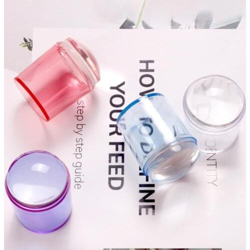 1 Set Nail Stamp Tool with Nail Scraper Delicate Touch Transparent Head Nail Silicone Template Seal Stamp for Home Use