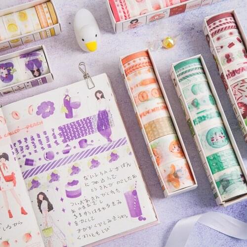 10 Rolls/pack Washi Paper Tape Fruit Diary Series Creative Hand Account Album Diary DIY Decoration Stickers