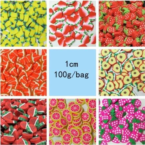 100g Simulation Fruits Polymer Hot Clay Slice Sprinkles for Crafts DIY Nail Art Decorations Scrapbooking Phone Decor 10mm