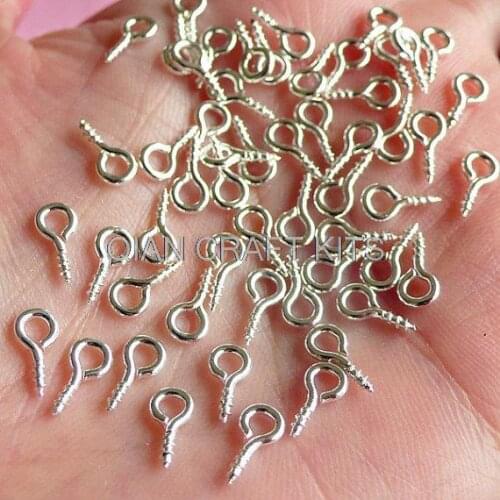 Set of 1000pcs Screw Eye Pins Silver tone 4mm x 9mm - Jewelry Finding Charms Making