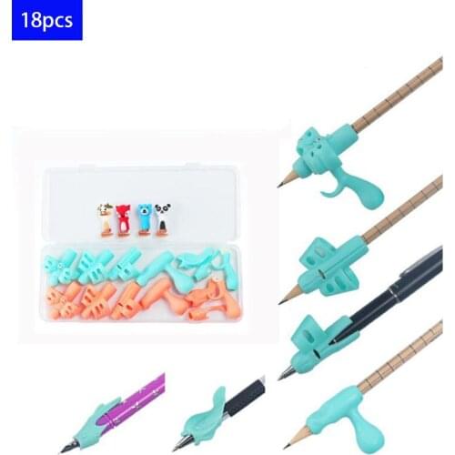 18pcs/set Pen Holder Childrens Cute Pen Handle Bar Writing Help Guide Pen Holder Posture Correction Children Gift Stationery