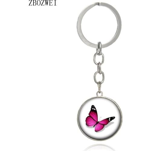 2018 Creative Butterfly Key Chain Metal Glass Pendant Keychain European and American Jewelry Pendant