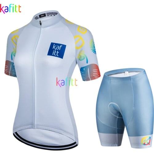 2021 Kafit Womens Short Sleeve Cycling Jersey Sets MTB Bicycle Clothing Ropa Ciclismo Road Triathlon Uniform Breathable Gel Pad
