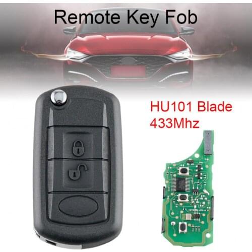 433MHz 3 Buttons Remote Car Key Fob with ID46 Chip & HU101 Blade Fit for Range Rover / Sport Land Rover Discovery 3