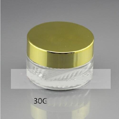 30G transparent glass cream jar with gold lid cream jar,Cosmetic Jar,Cosmetic Packaging,glass bottle Refillable Bottles