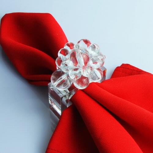 Free Shipping Clear Beads With Square Acrylic Napkin Ring Holder 4 Pcs qn21010501