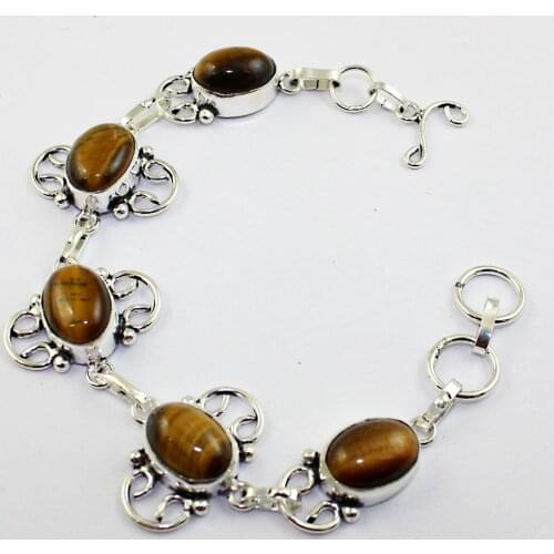 Tiger Eye Bracelet Silver Overlay over Copper ,19.8cm, B1377