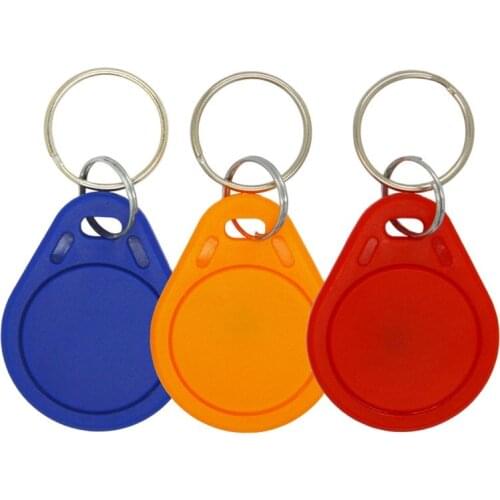 100pcs RFID keyfobs 13.56 MHz keychains NFC tags ISO14443A MF Classic® 1k nfc access control token smart keycard six colors